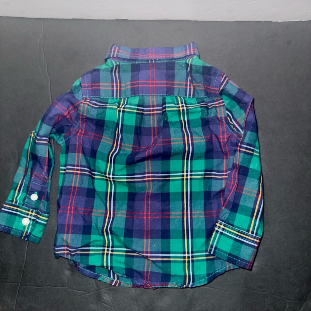 Janie and Jack Blue and Green Plaid Button Down Shirt - Picture 4 of 4